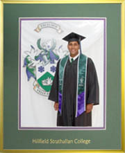 Satin gold photo frame to fit an 8X10 photo (green/purple mat boards)